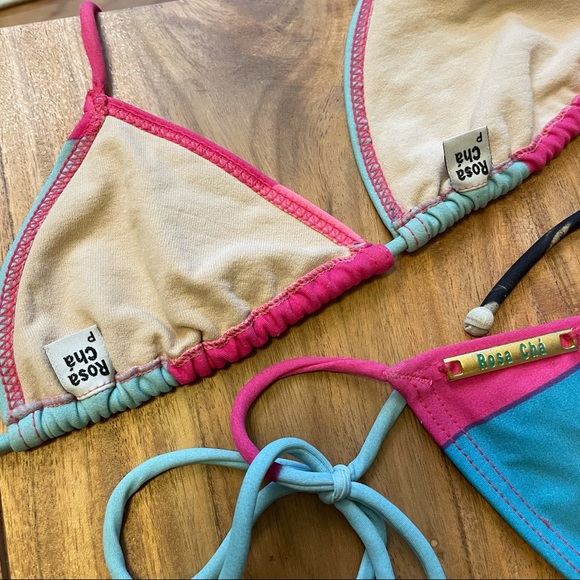 Rosa Chá Color Block Teeny Bikini - Picture 3 of 5